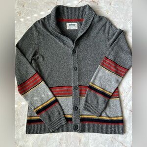 Urban Pipeline Men’s Grandpa 90’s Look Shawl Neck Button Stripe Cardigan Sweater